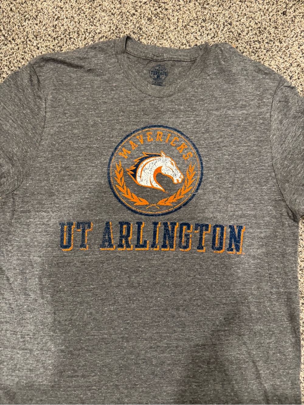 Rivalry Threads Gray UT Arlington Mavericks Graphic Tee with Orange & Navy Print